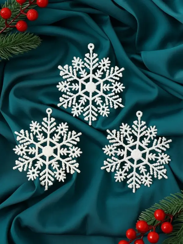 Ёлочные игрушки набор 3 шт. &laquo;Зимнее волшебство. Снежинка&raquo;, d=9 см, белый