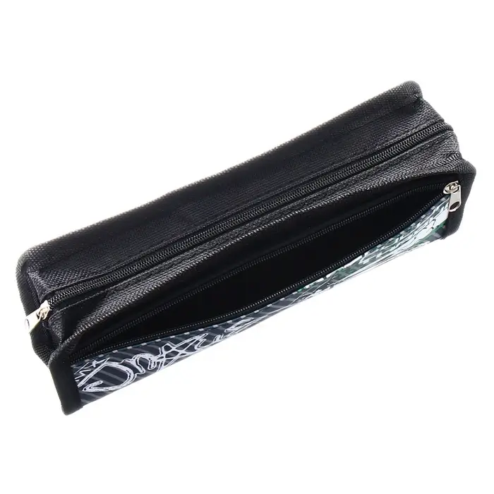 Пенал школьный на молнии Calligrata "Спорт", 2 отделения, черный