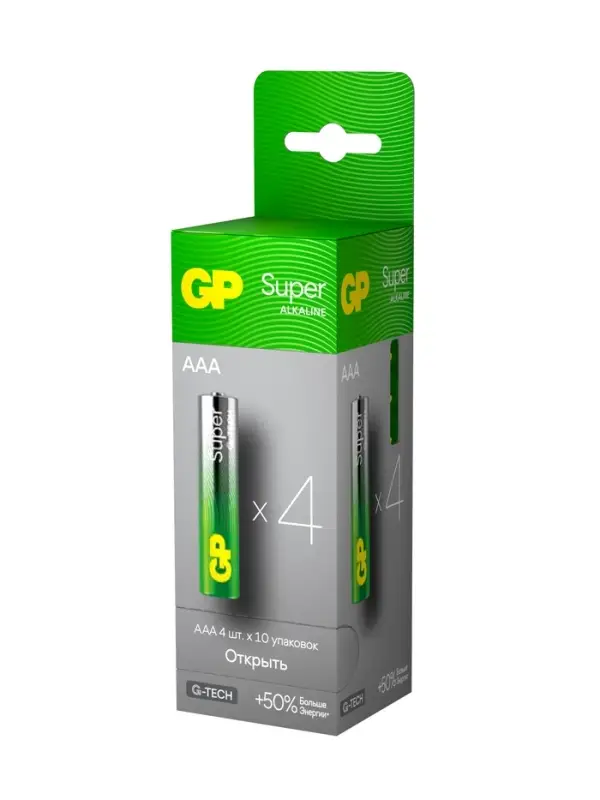 Батарейка алкалиновая GP Super, AAA, LR03-40BOX, 1.5 В, набор 40 шт.