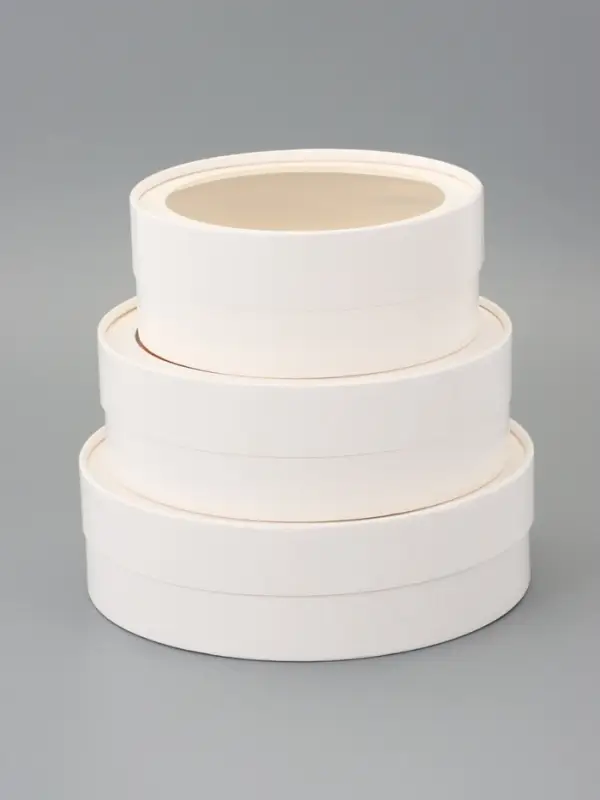 Набор подарочных коробок 3 в 1 круглые с окном, завальцованные, белые, 20&times;18&times;15 см