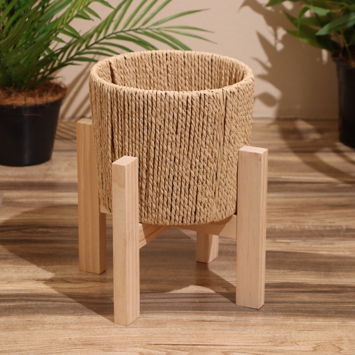 Набор плетёных кашпо, 3 шт, 29х29х22 см, цв. тёмно-бежевый Набор плетёных кашпо, 3 шт, 29х29х22 см, цв. тёмно-бежевый