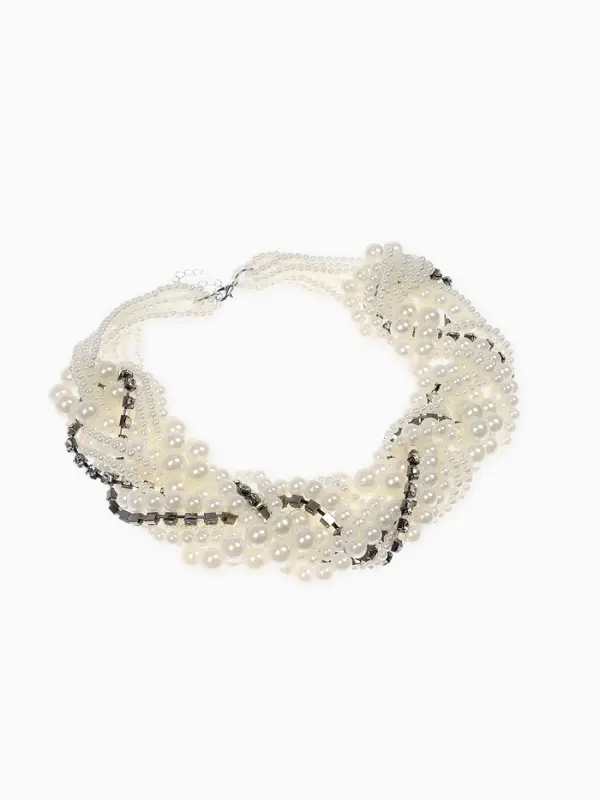 Набор 2 предмета: серьги, бусы &laquo;Жемчужный со стразами&raquo;, белый, 40 см