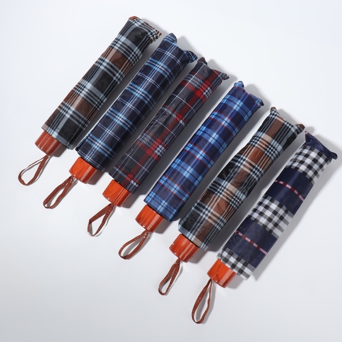 Зонт механический «Клетка», 4 сложения, 10 спиц, R = 55/63 см, D = 126 см, цвет МИКС Зонт механический «Клетка», 4 сложения, 10 спиц, R = 55/63 см, D = 126 см, цвет МИКС