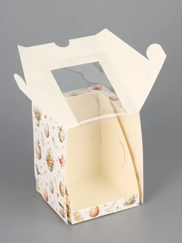 Коробка подарочная пасхальная с окном «Пасхальное чаепитие» 9.5×9.5×12.5 см