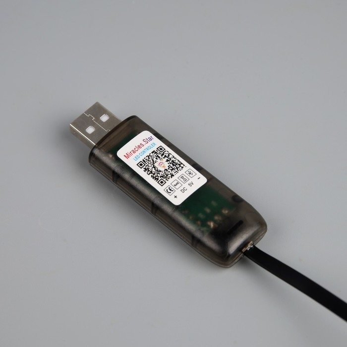 Умная гирлянда «Нить» 6 м с насадками «Лампочки», IP20, тёмная нить, 20 LED, свечение RGB, USB Умная гирлянда «Нить» 6 м с насадками «Лампочки», IP20, тёмная нить, 20 LED, свечение RGB, USB