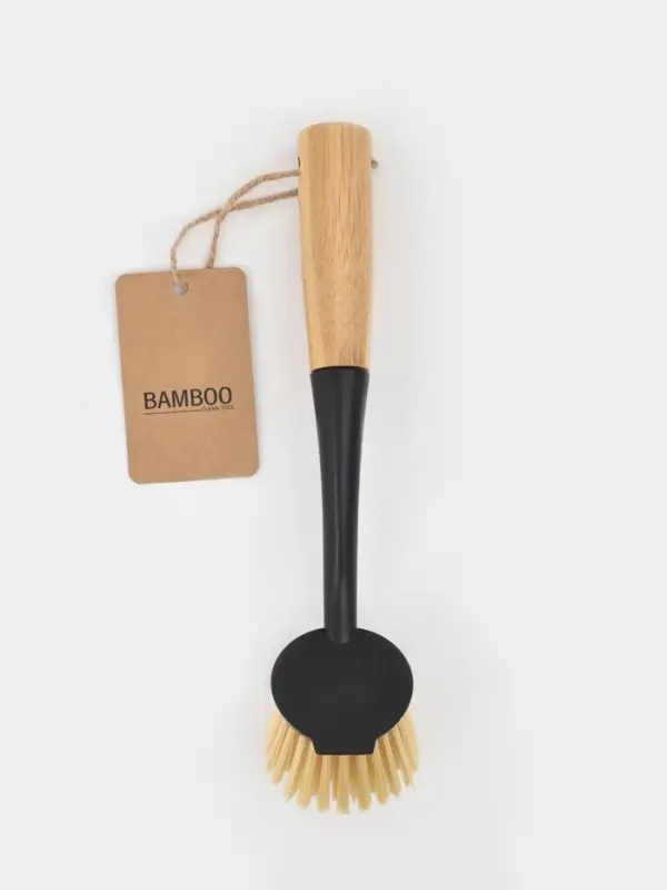 Щётка для посуды Доляна Meli, бамбуковая ручка, 25.5 см, чёрная