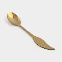 Ложка чайная Magistro Wings, длина 14 см, нержавеющая сталь, золотистая