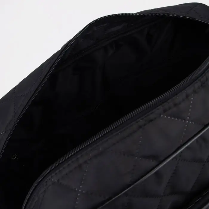 Сумка дорожная на молнии, с увеличением, наружный карман, длинный ремень, чёрная