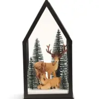 Фигурка светодиодная &laquo;Олени в лесу&raquo;, новогодняя, 3хАА, музыка, свет, USB, 13.3&times;13&times;28 см