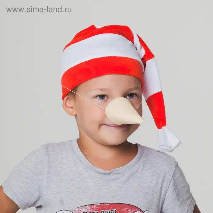 Карнавальный набор «Буратино», колпак из велюра + нос Карнавальный набор «Буратино», колпак из велюра + нос