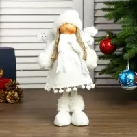 Кукла интерьерная "Ангелочек Геля в белом платье" 28х8х14 см