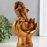 Фигура гипс "Ганеш в руках", высота 21см, бронза