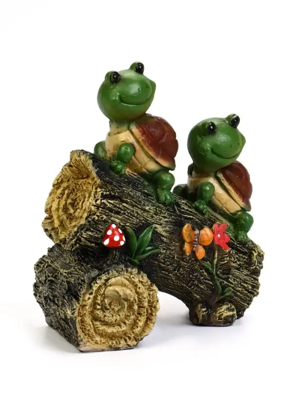 Садовая фигура из полистоуна &laquo;Черепашки на бревне&raquo;, 24&times;13&times;25 см