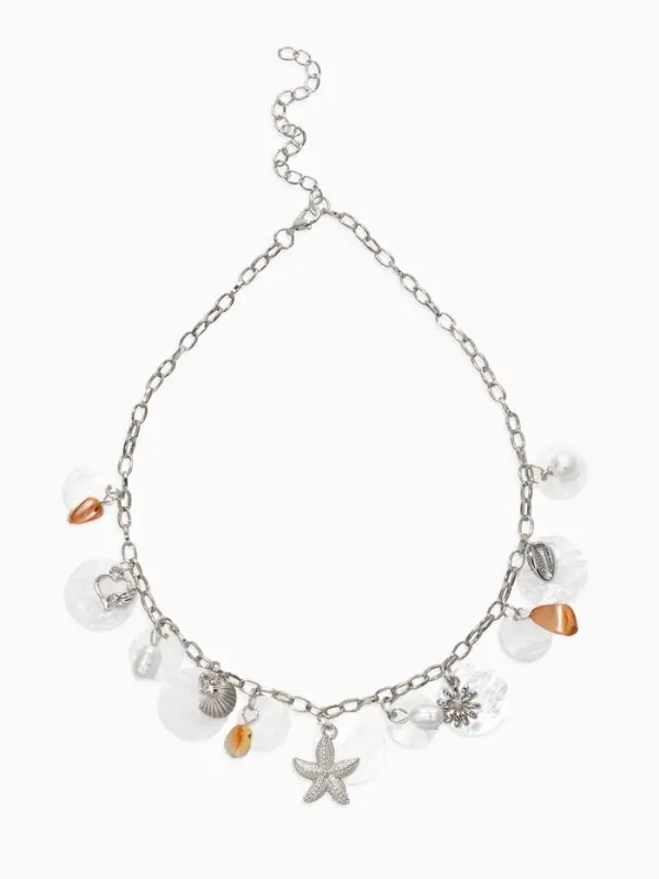 Колье на цепочке &laquo;Ракушка&raquo;, L=40 см, белое в серебре
