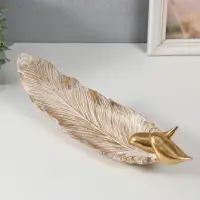 Фигурка полистоун подставка &laquo;Две птицы на листе&raquo;, золото, 36&times;11.3&times;11.7 см
