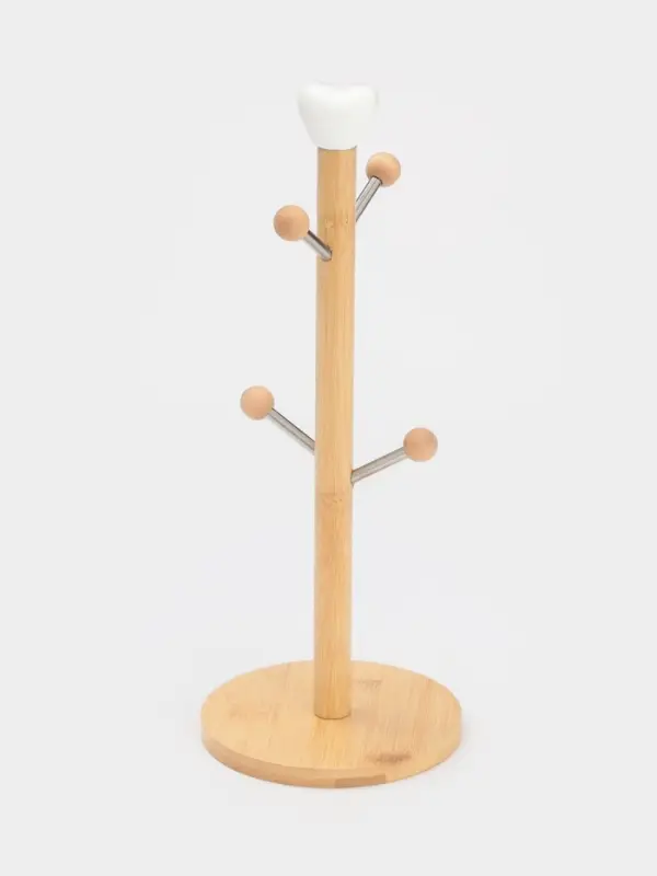 Набор кружек на деревянной подставке BellaTenero, 4 предмета: 400 мл, 12.5&times;8.7&times;9.7 см, фарфор, белый