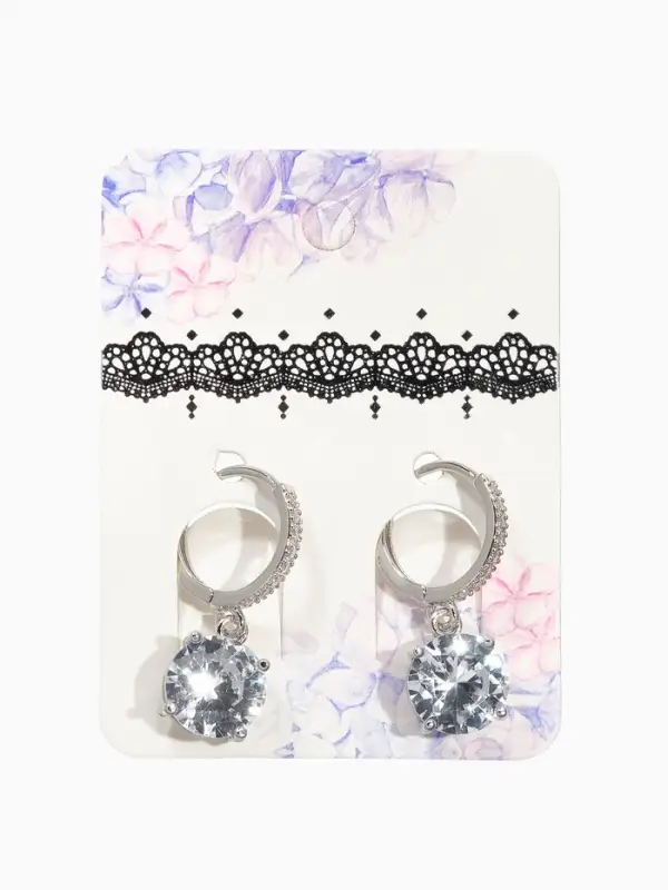 Серьги со стразами &laquo;Блум&raquo;, полукруглое крепление, белые в серебре