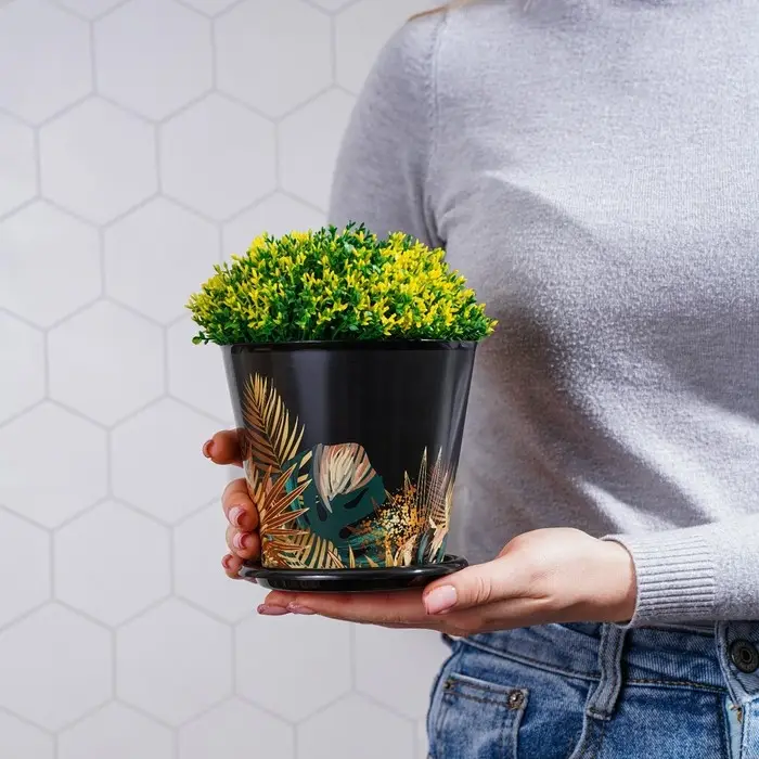 Горшок для цветов Доляна «Голди», 800 мл, цвет чёрный Горшок для цветов Доляна «Голди», 800 мл, цвет чёрный