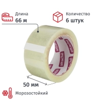Клейкая лента одностор. упаковоч. ATTACHE 50мм х 66м 50мкм прозр. 6 шт/уп