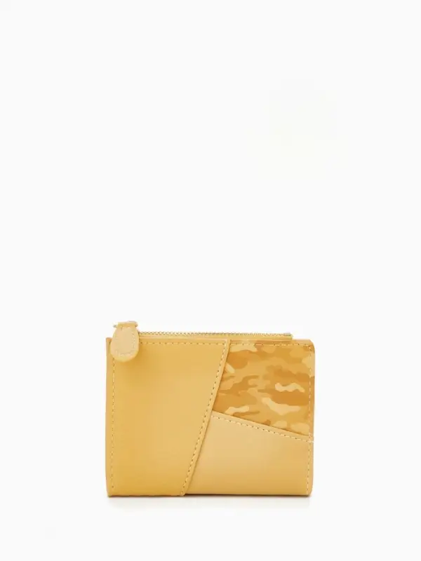Кошелёк женский на кнопке, 11.5&times;2&times;9 см, комбинированный, жёлтый