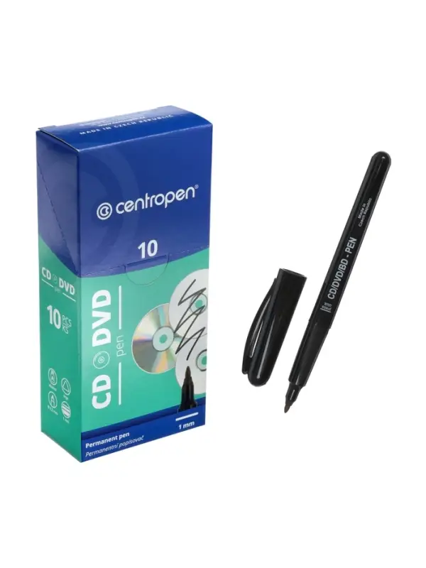 Маркер для CD/DVD, Centropen 4606, диаметр узла 2.5 мм, линия 1 мм, чёрный