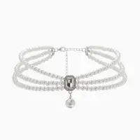 Набор 3 пред-та: серьги,колье.браслет "Императрица жемчуга", цвет белый в серебре