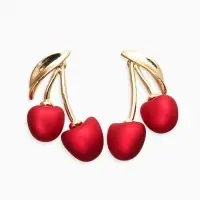 Серьги жемчуг "Вишня", цвет красный в золоте Серьги жемчуг "Вишня", цвет красный в золоте