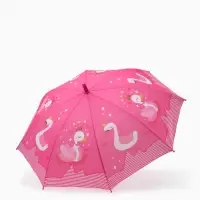 Зонт - трость детский &laquo;Лебеди&raquo;, полуавтоматический, R=43/50 см, розовый