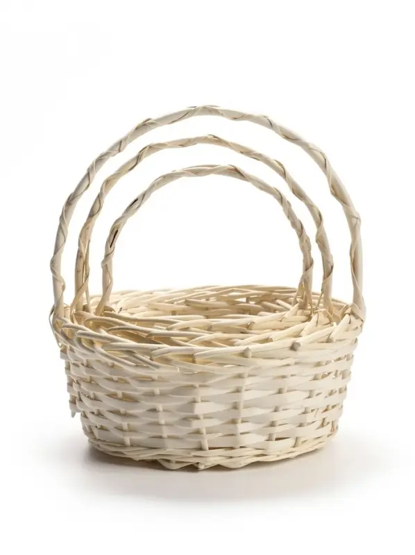 Корзина плетёная для хранения Matu, с ручкой, лоза, белая, набор 3 шт.
