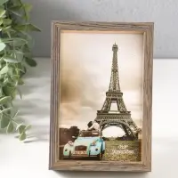 Фоторамка пластик 10х15 см "Ламберто" бежево-чёрный с золотом 16х11х3,5 см