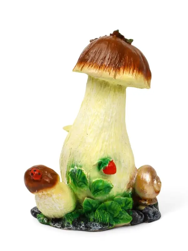 Садовая фигура из полистоуна &laquo;Гриб с ягодой и улиткой&raquo;, 32.5&times;19&times;26 см