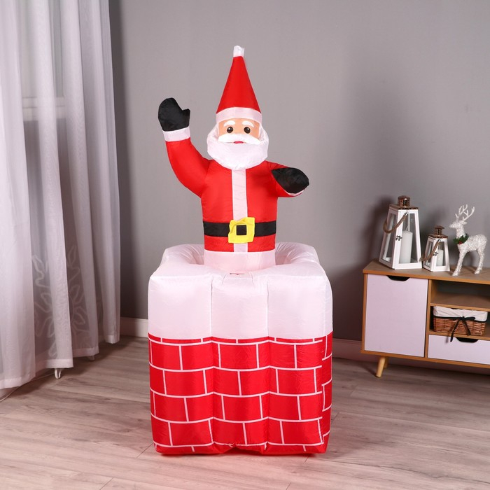 Надувная фигура  Надувная фигура "Дед Мороз" вылезает из трубы, 150 см