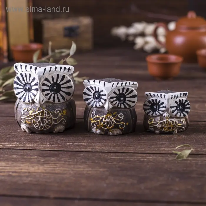Сувенирный набор дерево Сувенирный набор дерево "Совы с узором" 6х14х7 см