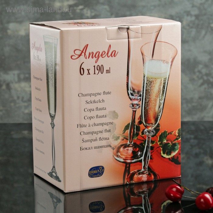 Набор бокалов для шампанского Bohemia Crystal «Анжела», 190 мл, 6 шт Набор бокалов для шампанского Bohemia Crystal «Анжела», 190 мл, 6 шт