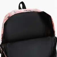 Рюкзак школьный на молнии, с карманами, с рисунками, размер 30&times;13&times;42 см, серый/розовый