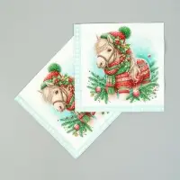 Салфетки бумажные трёхслойные «Новогодний пони», 33х33, 20шт Салфетки бумажные трёхслойные «Новогодний пони», 33х33, 20шт