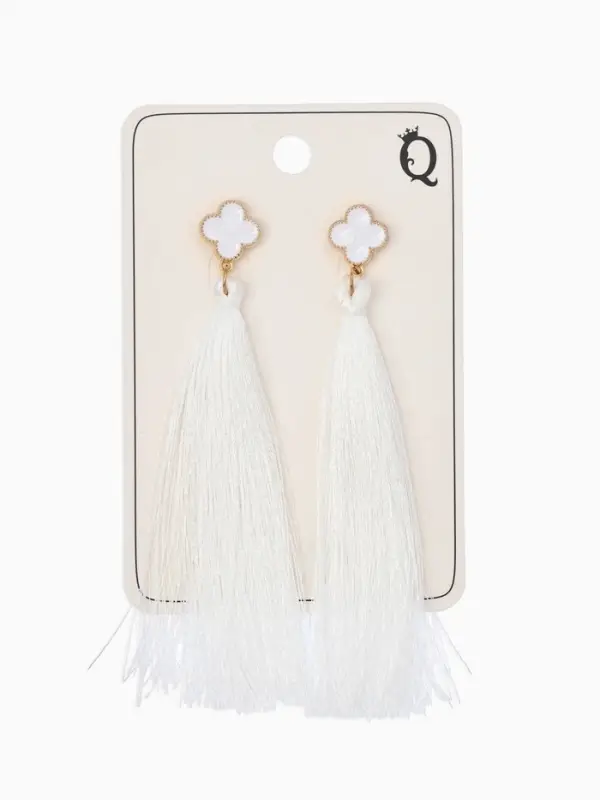 Серьги &laquo;Кисти&raquo;, белые в золоте, L кисти 8.7 см