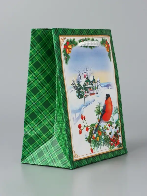 Пакет подарочный новогодний &laquo;Снегирь на ветке&raquo;, 11.5&times;14.5&times;6.5 см
