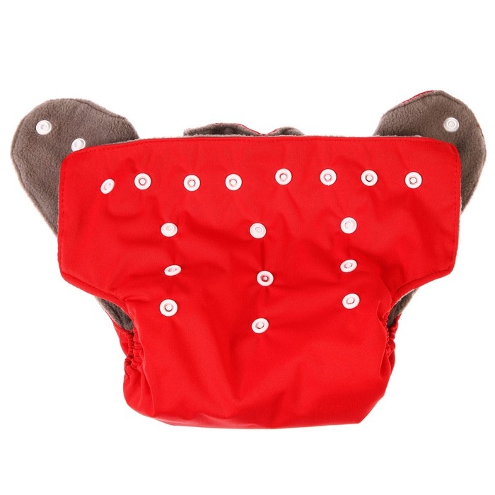 Многоразовый подгузник, 3-15 кг, угольно-бамбуковая ткань, цвет красный, Крошка Я