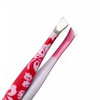 Пинцет скошенный, узкий, 8.5 см, рисунок МИКС