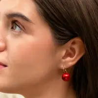 Серьги &laquo;Шар №14&raquo;, пластик, малиновые в золоте