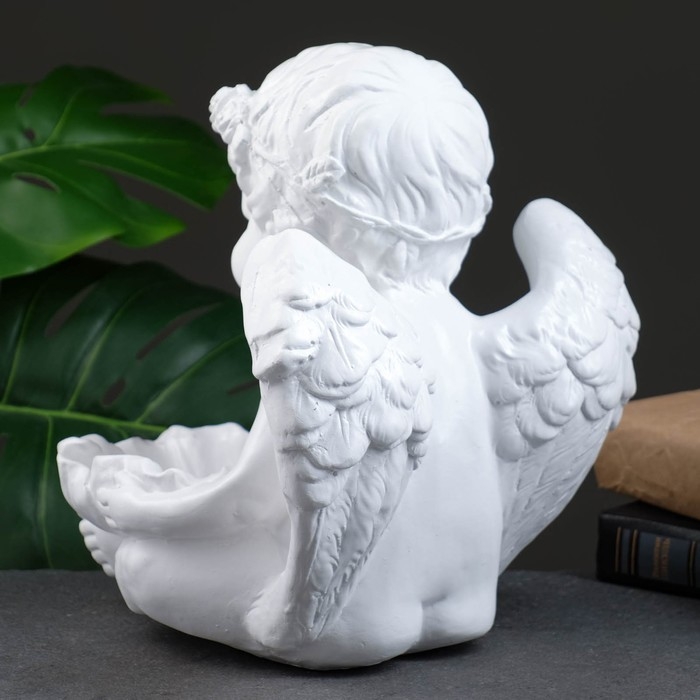 Фигура - подсвечник  Фигура - подсвечник "Ангел с кувшинкой" 23х23х27см белый