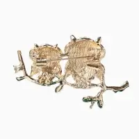 Брошь &laquo;Совы&raquo; на ветке, цветная в золоте