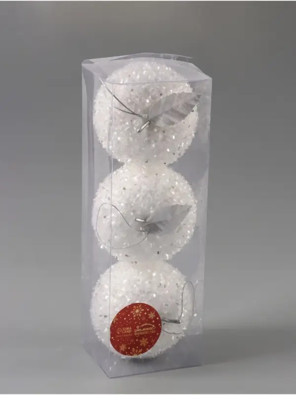 Ёлочные игрушки 3 шт. &laquo;Яблочко&raquo; 7&times;7.5 см, белый