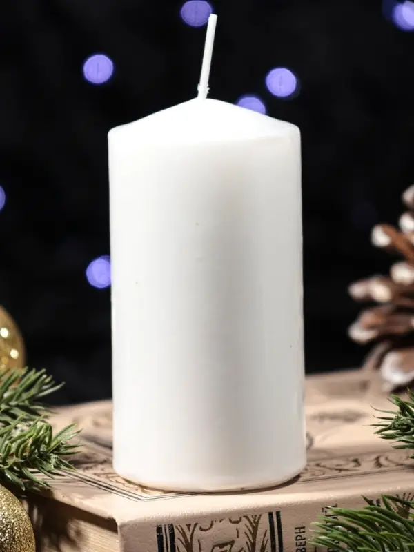 Свеча столб 50*100 мм с накаткой "Символ года" , Лошадь белая