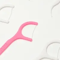 Флоссеры - зубочистки с зубной нитью Доляна, набор 20 шт., 7.5&times;1.5 см, белый, розовый