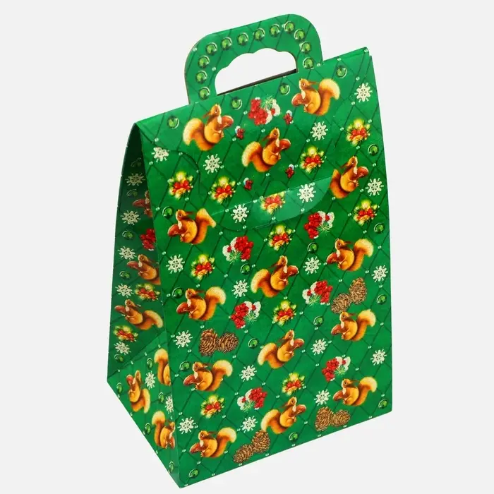 Подарочная коробка новогодняя Сумочка мини «Потерн праздничный грильяж» 140×100×223 см Подарочная коробка новогодняя Сумочка мини «Потерн праздничный грильяж» 140×100×223 см