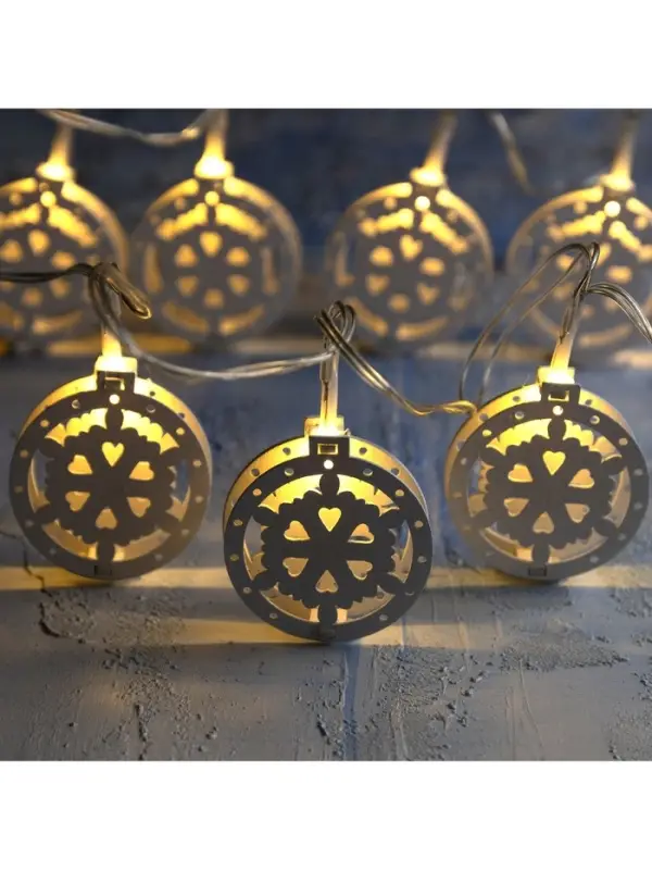 Гирлянда &laquo;Нить&raquo; 2 м с насадками &laquo;Снежинка&raquo;, IP20, прозрачная нить, 10 LED, батарейки AAх2 (нет в комплекте), свечение тёплое белое