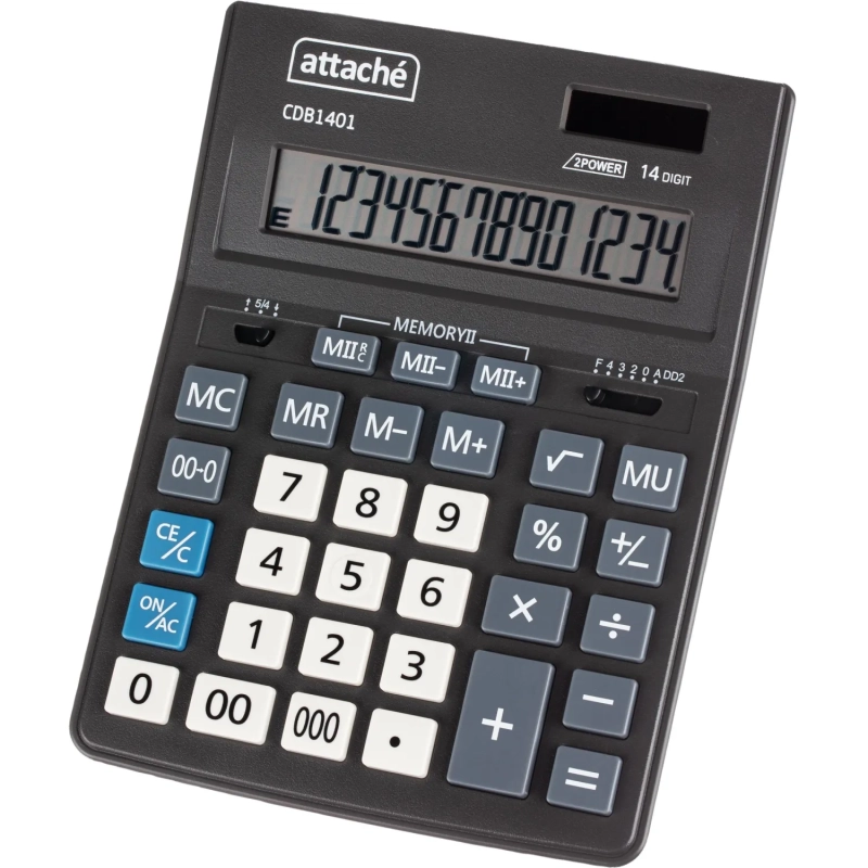 Калькулятор настольный Attache CDB1401-BK 14-разрядный черный 205x155x35 мм