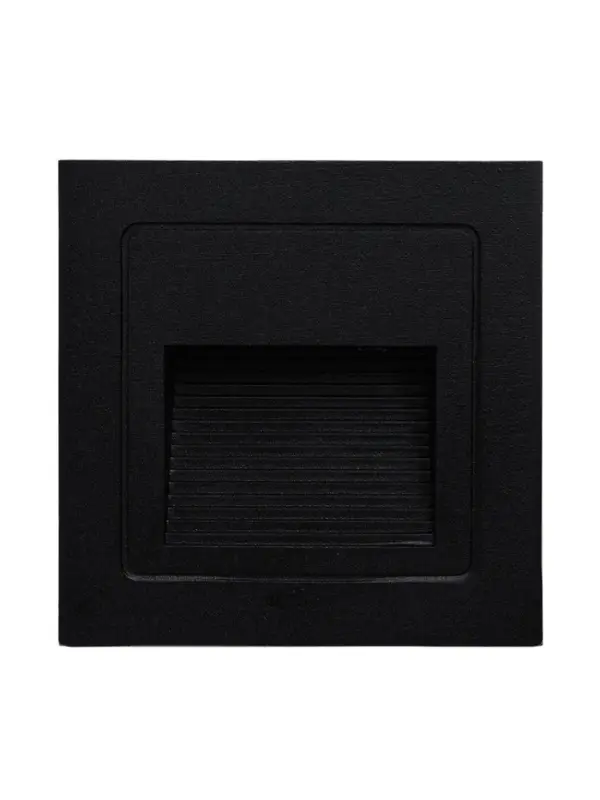 Встраиваемый светильник для лестницы, IP65, 3 Вт, 6500К, 48&times;48 мм, квадратный, чёрный, свечение холодное белое